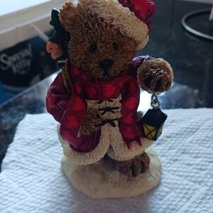 Festive Teddy Bear Figurine with Lantern